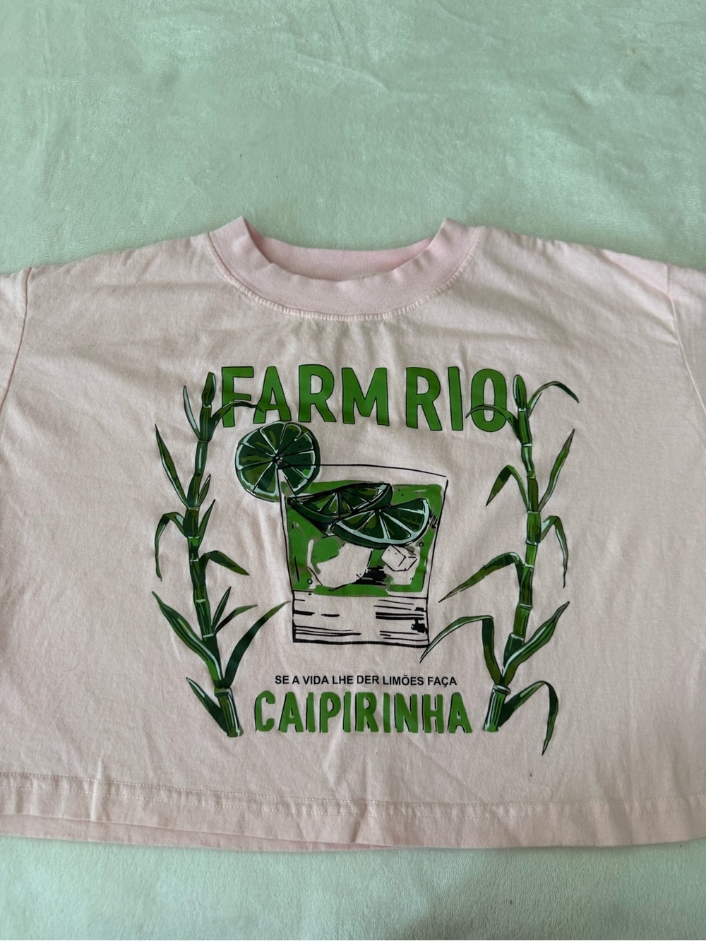 Farm Rio Pink Cropped T-shirt Size Large D82